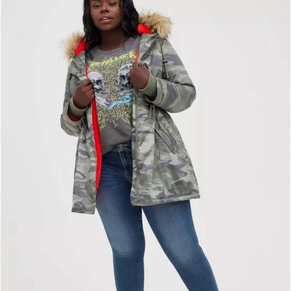 Torrid Camo Twill Fur Trim Parka – Size 2 (Plus 18/20) - NWT